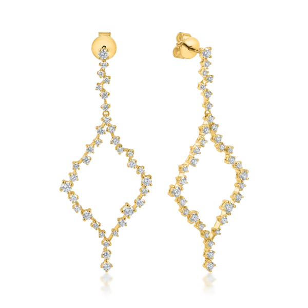 Cercei geometrici din aur galben cu diamante de 1.4ct