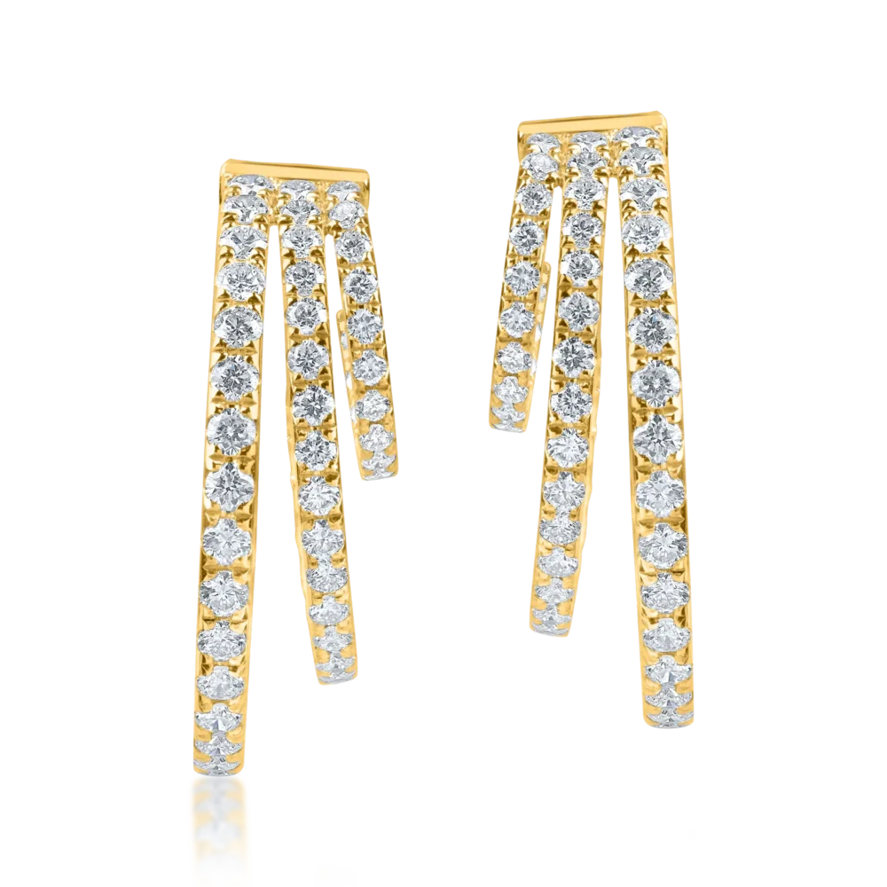 Cercei geometrici din aur galben cu diamante de 2.5ct - imagine 2