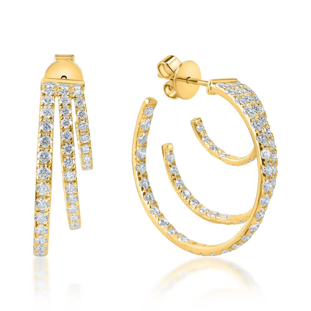 Cercei geometrici din aur galben cu diamante de 2.5ct