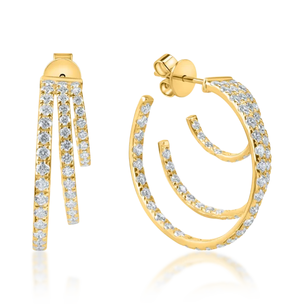 Cercei geometrici din aur galben cu diamante de 2.5ct