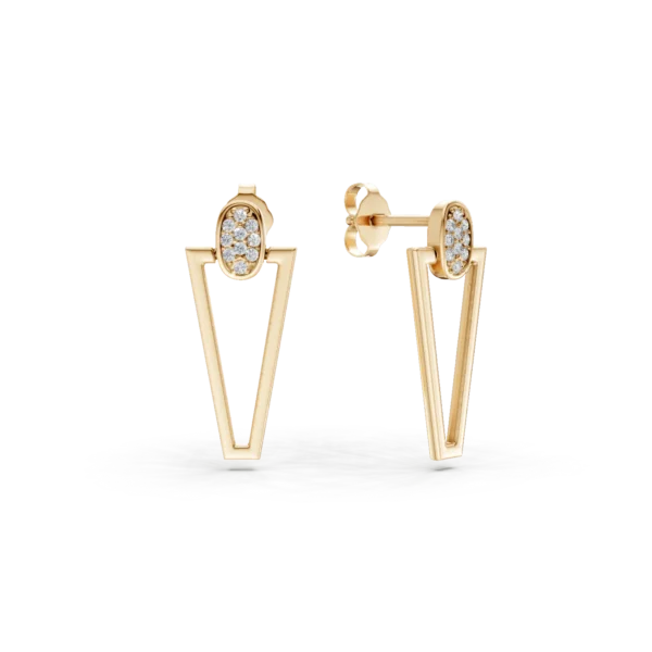 Cercei geometrici din aur galben cu zirconii