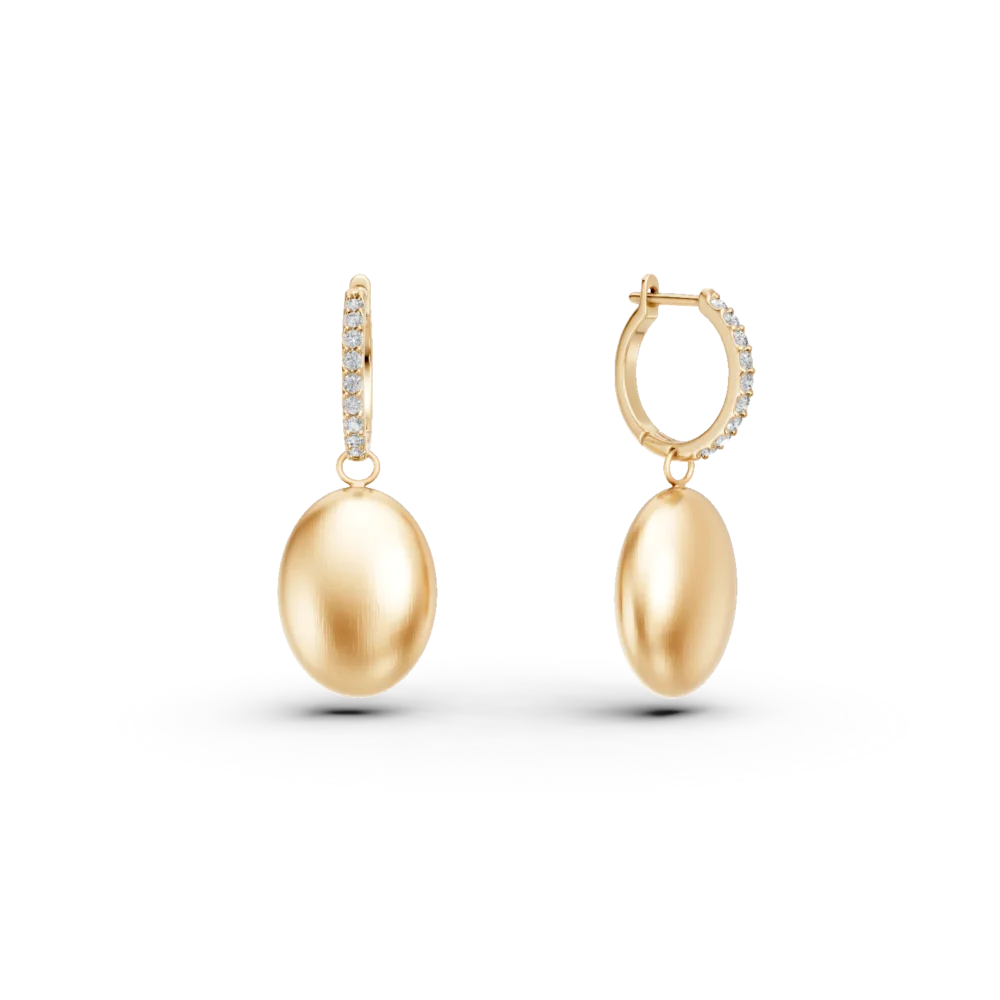 Cercei geometrici din aur galben cu zirconii