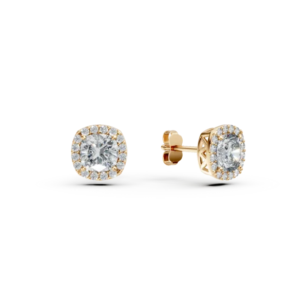 Cercei geometrici din aur galben cu zirconii