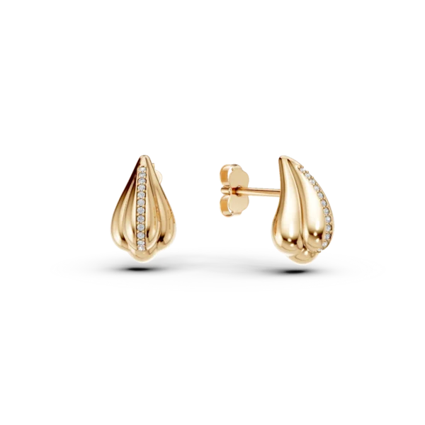 Cercei geometrici din aur galben cu zirconii