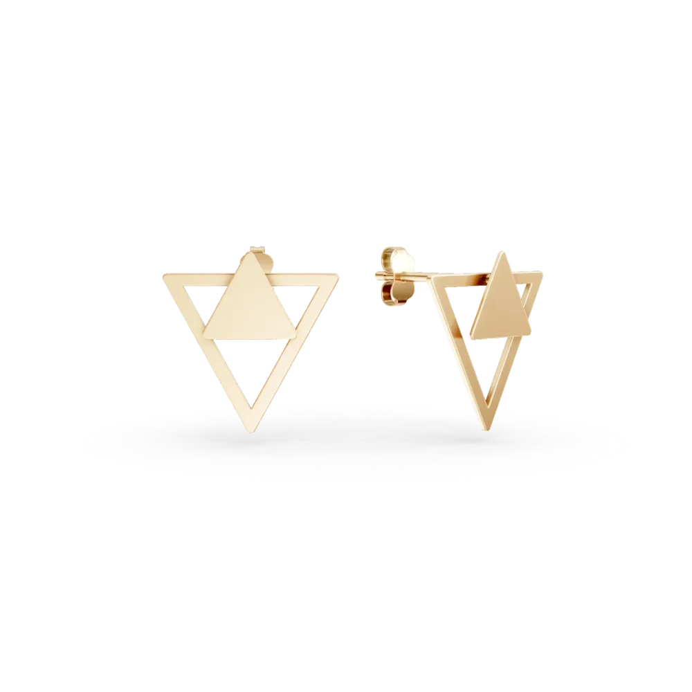 Cercei geometrici din aur galben