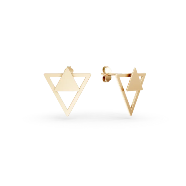 Cercei geometrici din aur galben