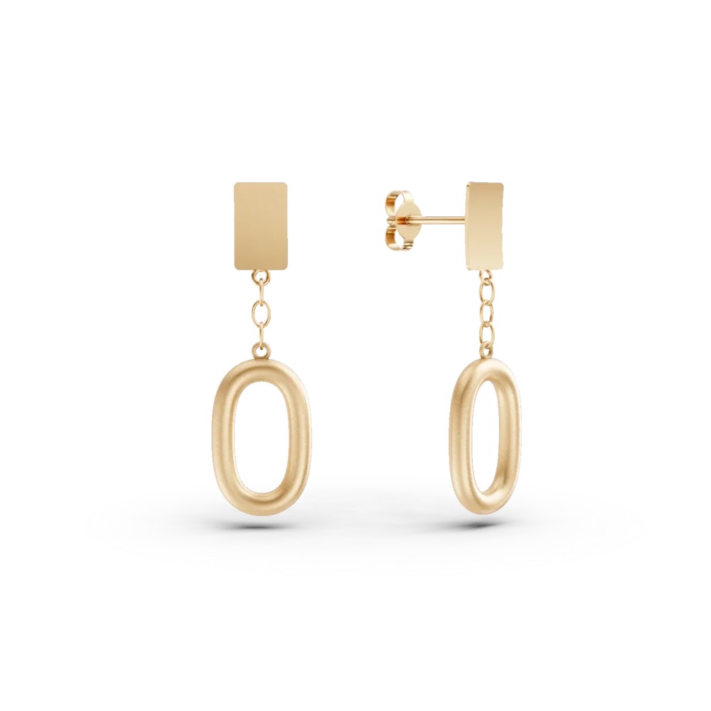 Cercei geometrici din aur galben