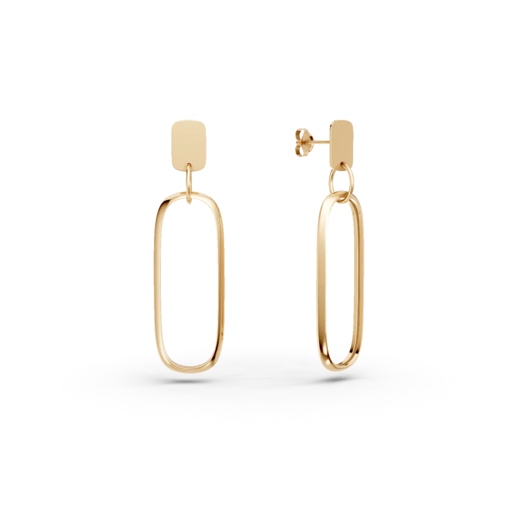 Cercei geometrici din aur galben