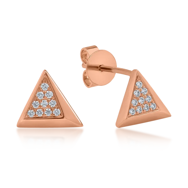 Cercei geometrici din aur roz cu diamante de 0.056ct