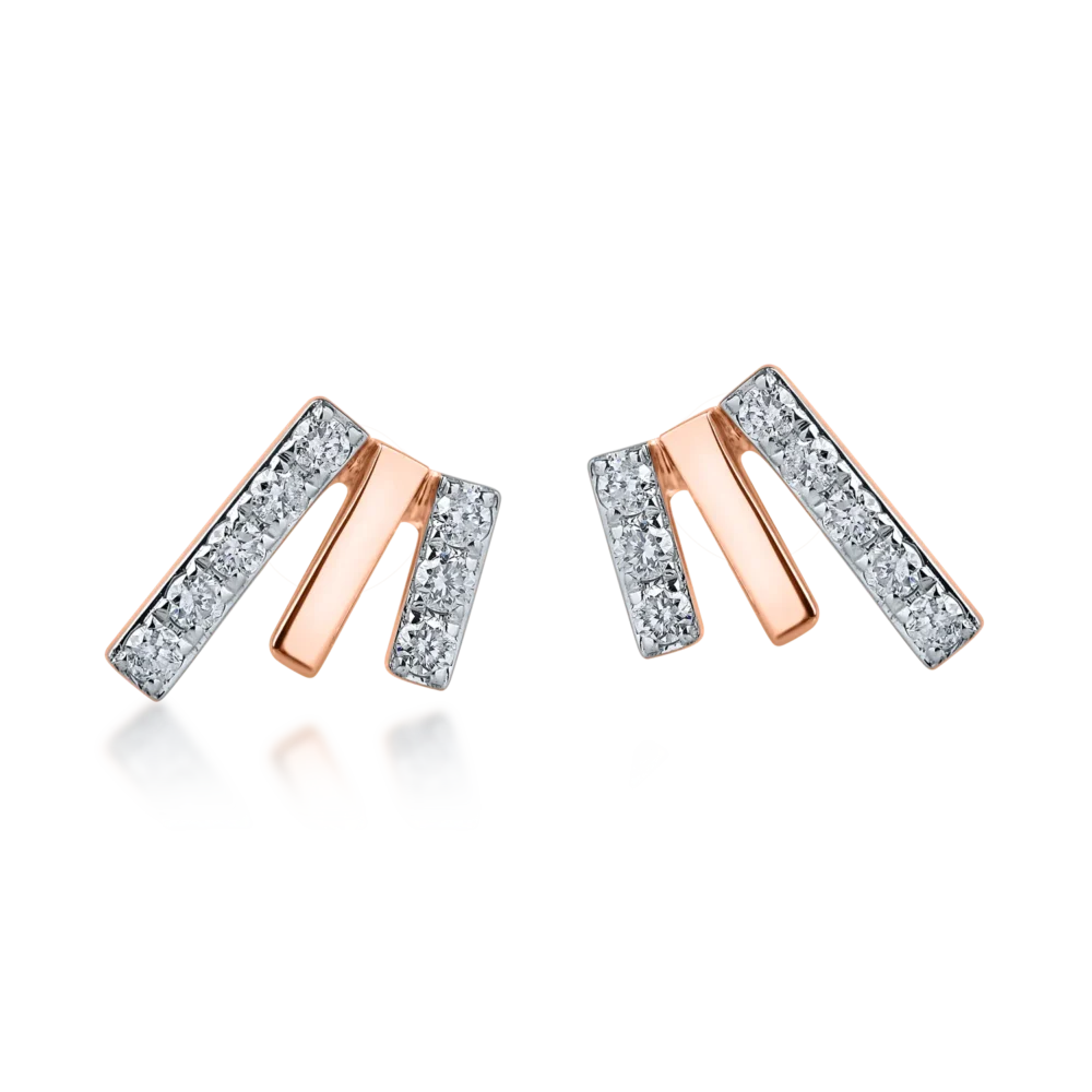 Cercei geometrici din aur roz cu diamante de 0.2ct - imagine 2