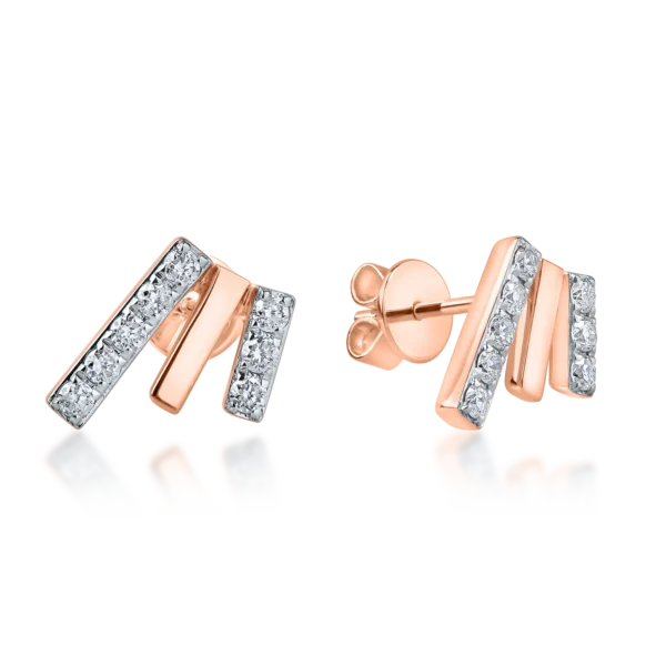 Cercei geometrici din aur roz cu diamante de 0.2ct