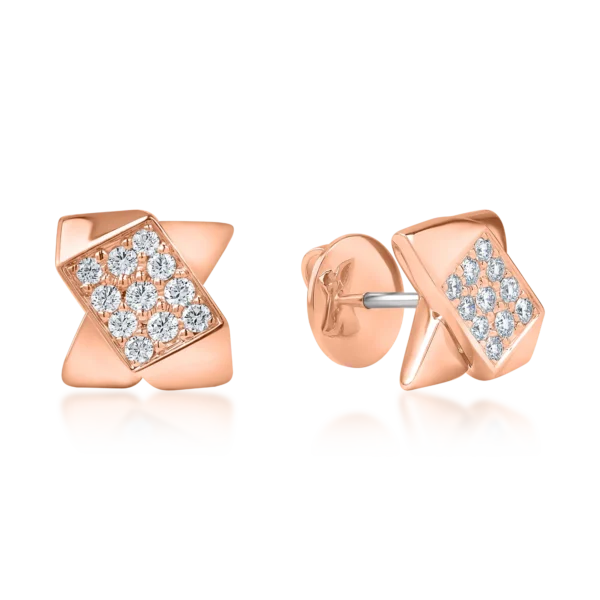 Cercei geometrici din aur roz cu diamante de 0.5ct