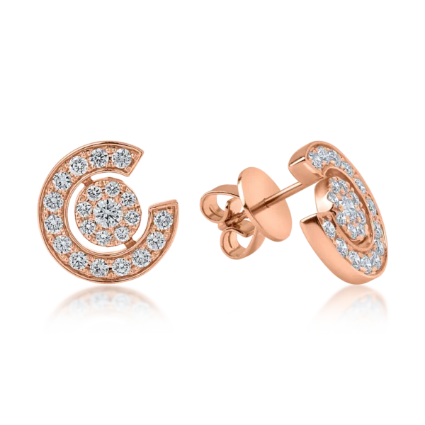 Cercei geometrici din aur roz cu diamante de 0.9ct
