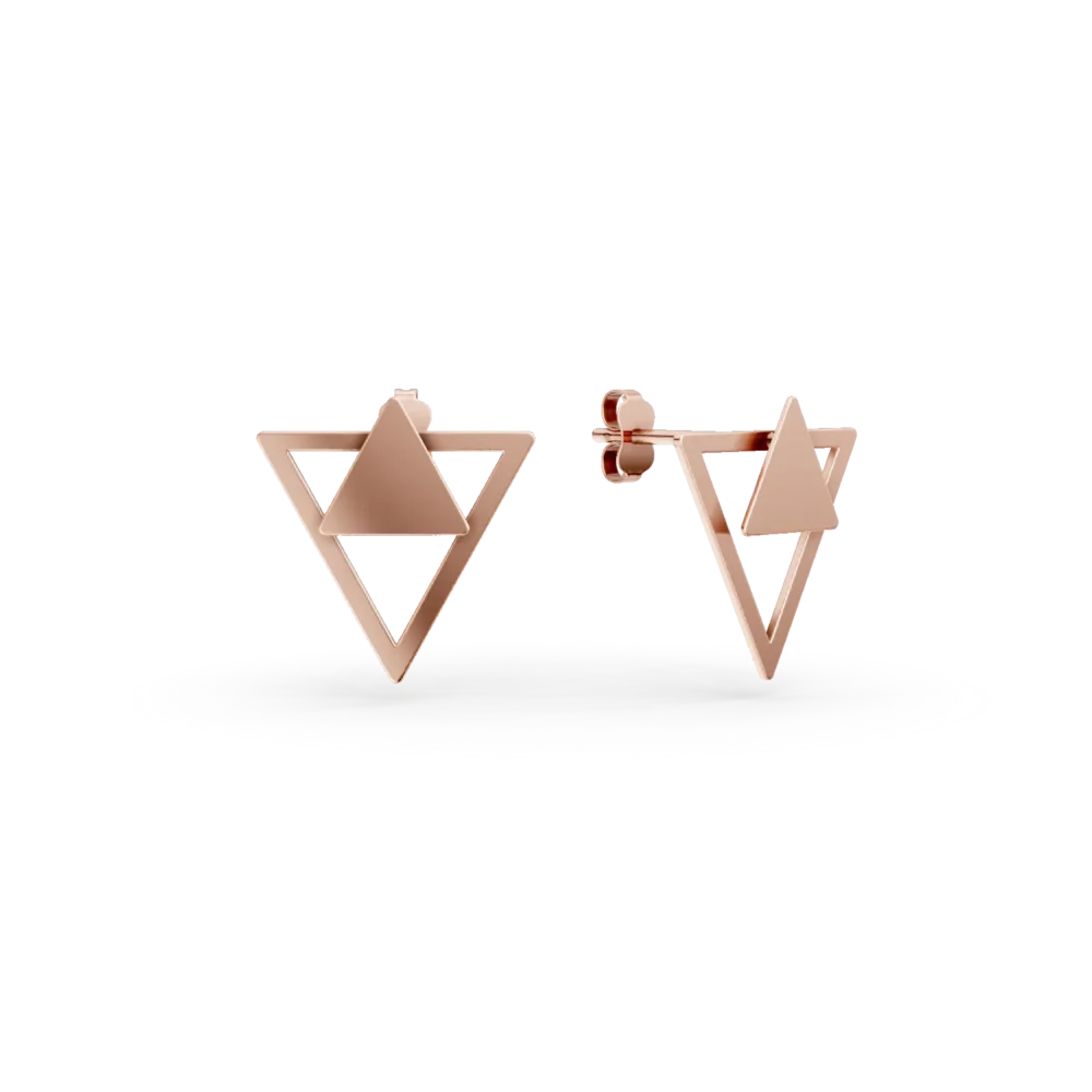 Cercei geometrici din aur roz