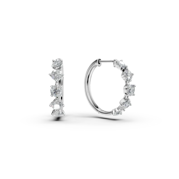 Cercei hoop din aur alb cu diamante de 1.4ct create in laborator