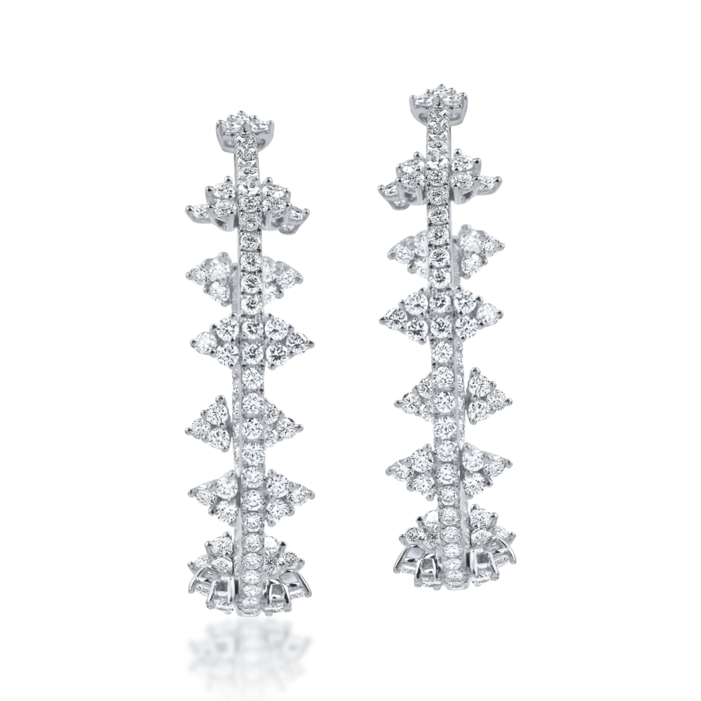 Cercei hoop din aur alb cu diamante de 2.1ct - imagine 2