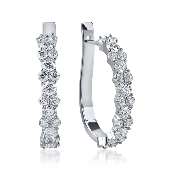 Cercei hoop din aur alb cu diamante de 2ct