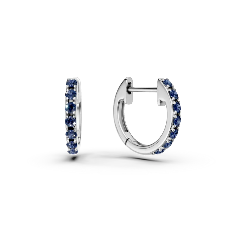 Cercei hoop din aur alb cu safire de 0.1ct pentru copii