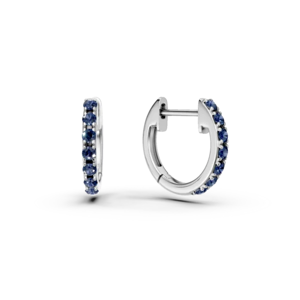 Cercei hoop din aur alb cu safire de 0.1ct pentru copii