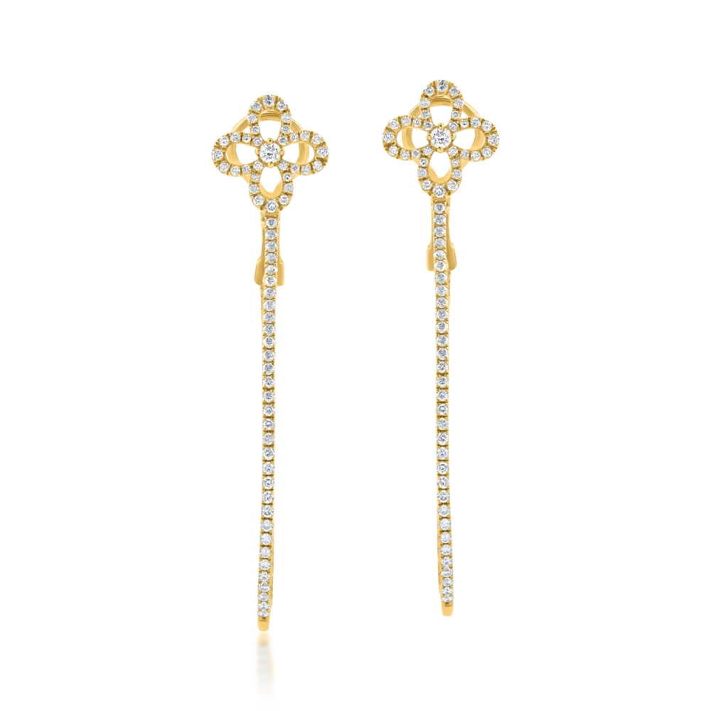 Cercei hoop din aur galben cu diamante de 0.8ct - imagine 2