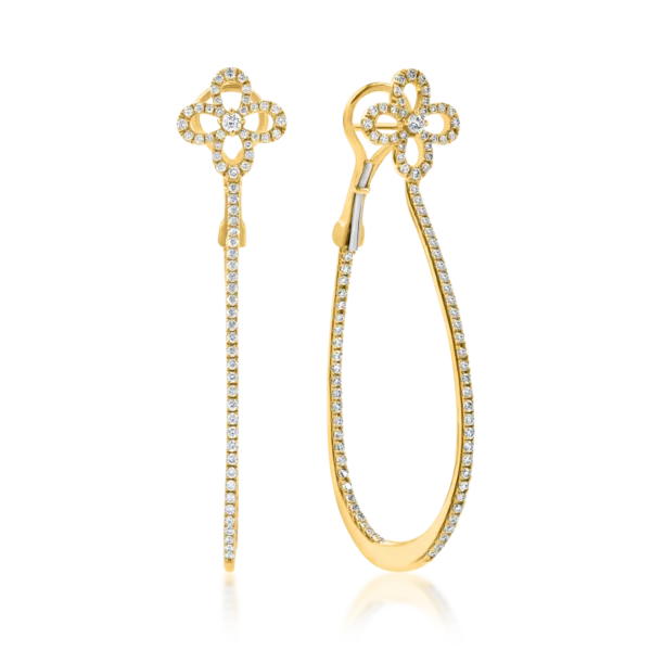 Cercei hoop din aur galben cu diamante de 0.8ct