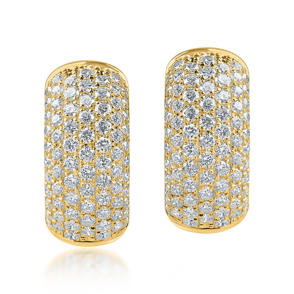 Cercei hoop din aur galben cu diamante de 1.2ct - imagine 2