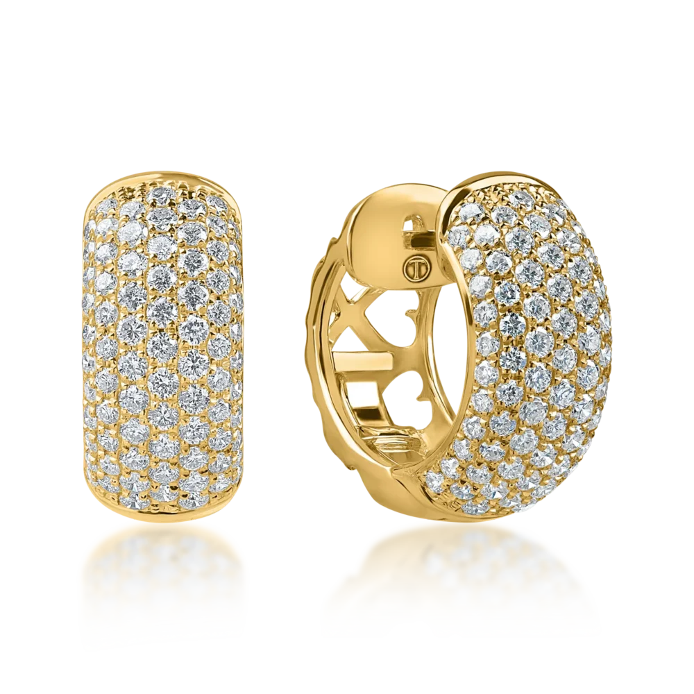 Cercei hoop din aur galben cu diamante de 1.2ct