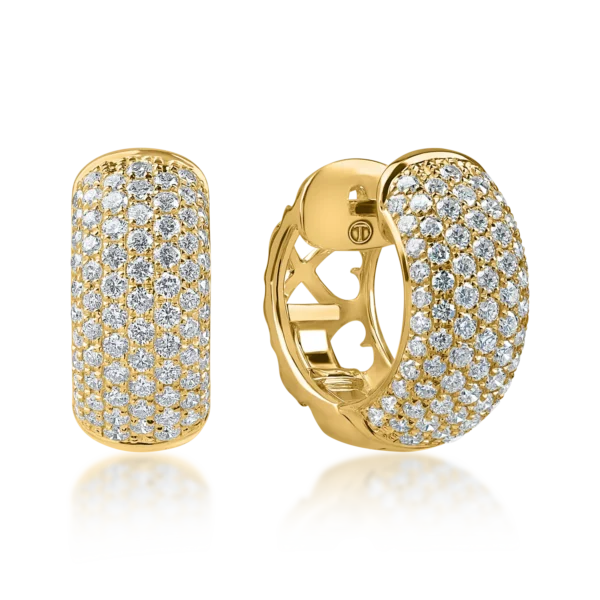 Cercei hoop din aur galben cu diamante de 1.2ct