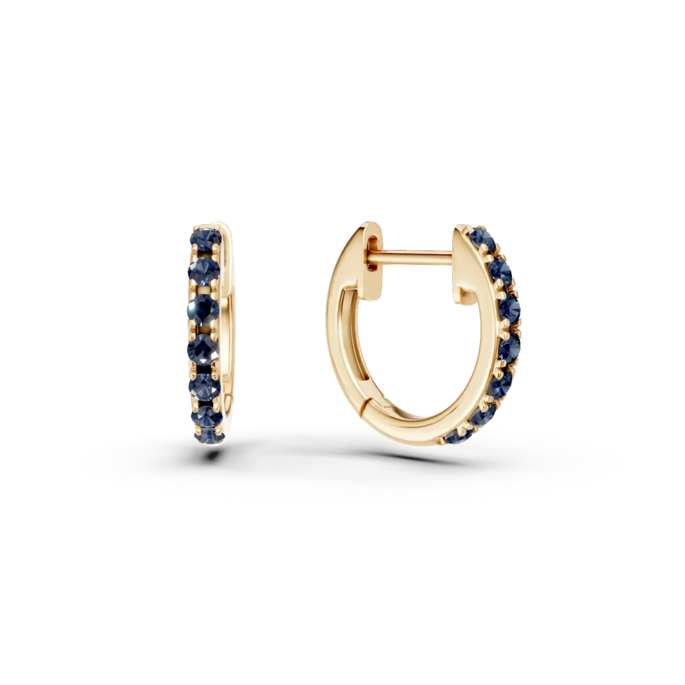 Cercei hoop din aur galben cu safire de 0.1ct pentru copii