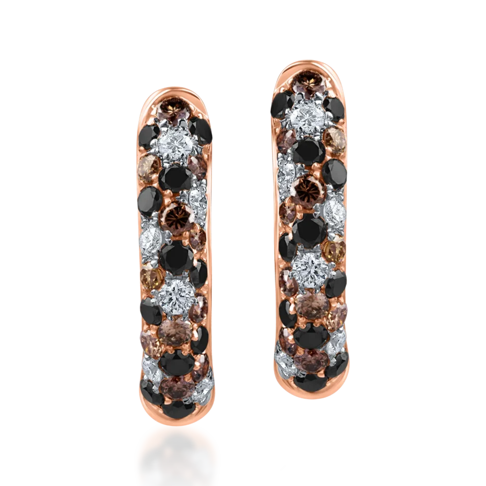 Cercei hoop din aur roz cu diamante de 0.6ct - imagine 2