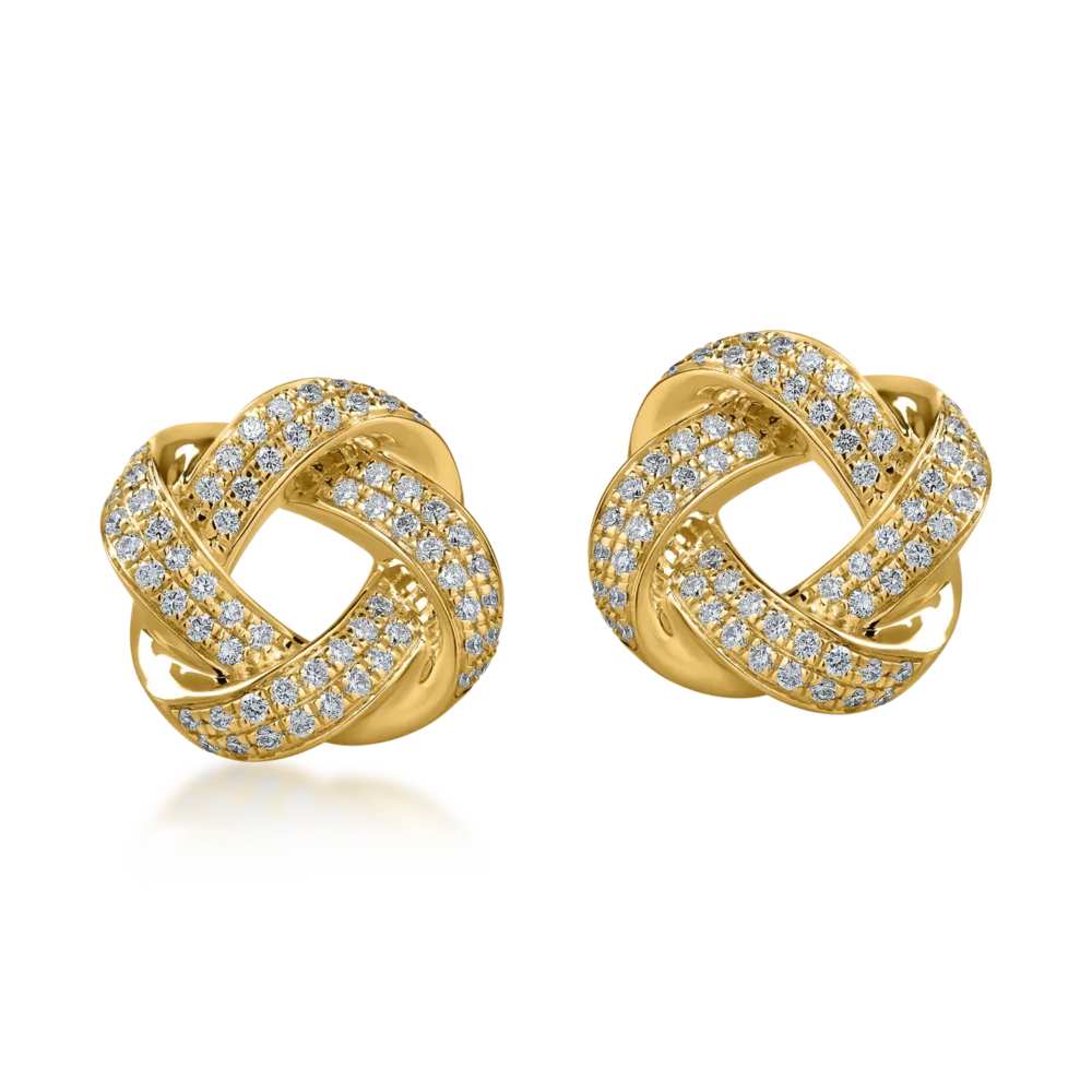 Cercei impletiti din aur galben cu diamante de 0.6ct - imagine 2