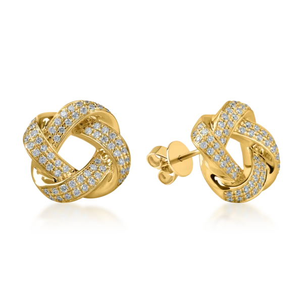 Cercei impletiti din aur galben cu diamante de 0.6ct