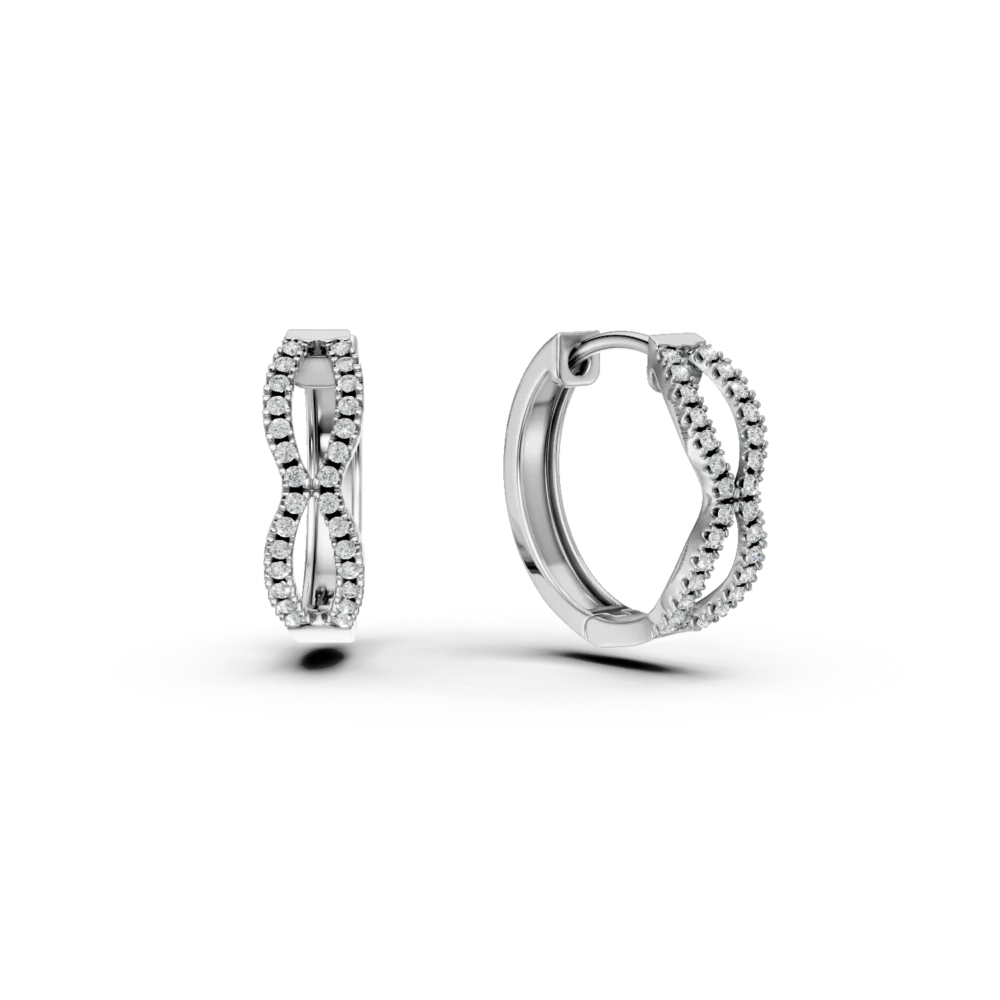 Cercei infinit din aur alb cu diamante de 0.15ct
