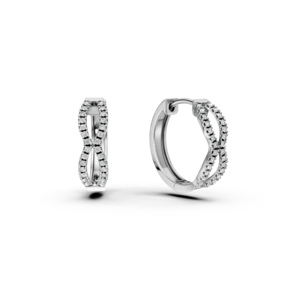 Cercei infinit din aur alb cu diamante de 0.15ct