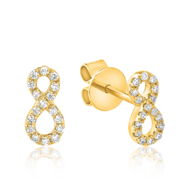 Cercei infinit din aur galben cu diamante de 0.126ct