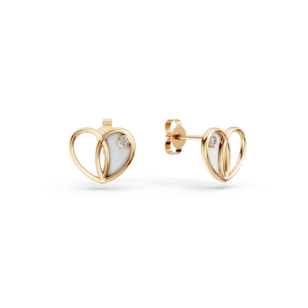 Cercei inima din aur galben