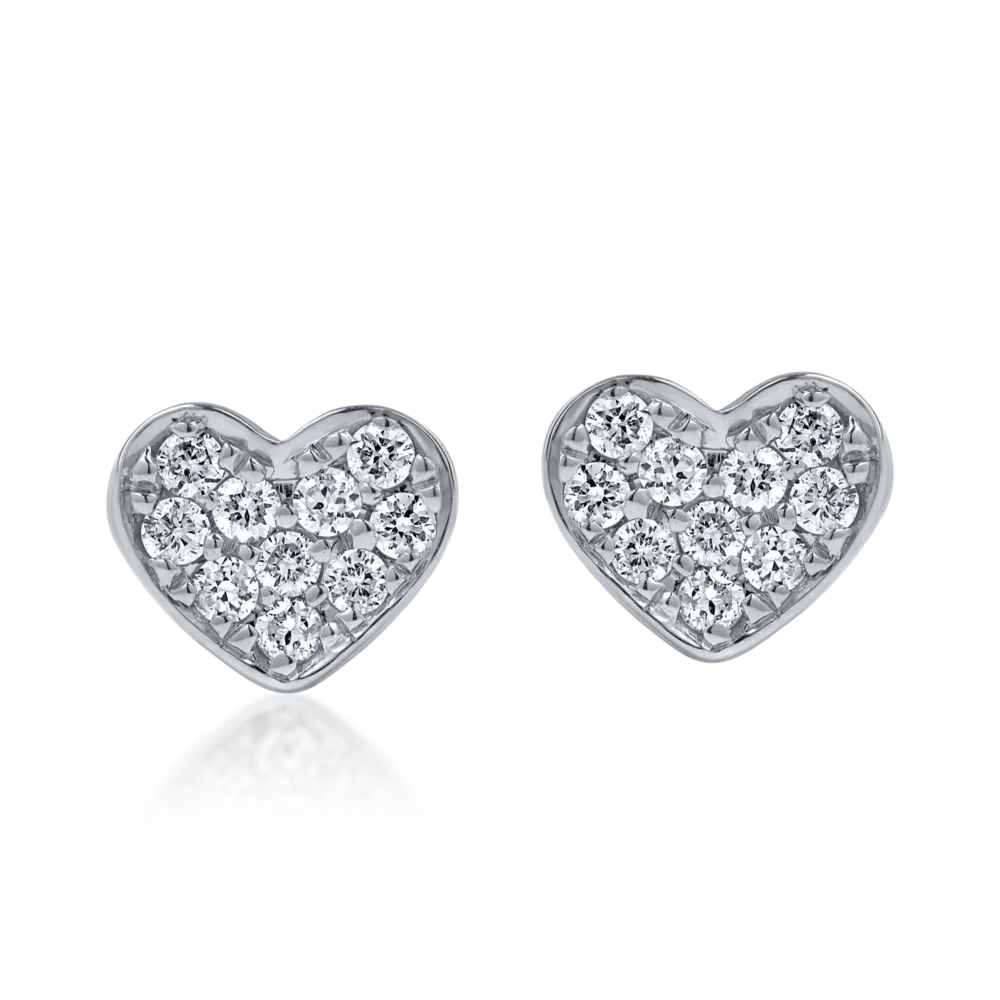Cercei inimi din aur alb cu diamante de 0.22ct - imagine 2