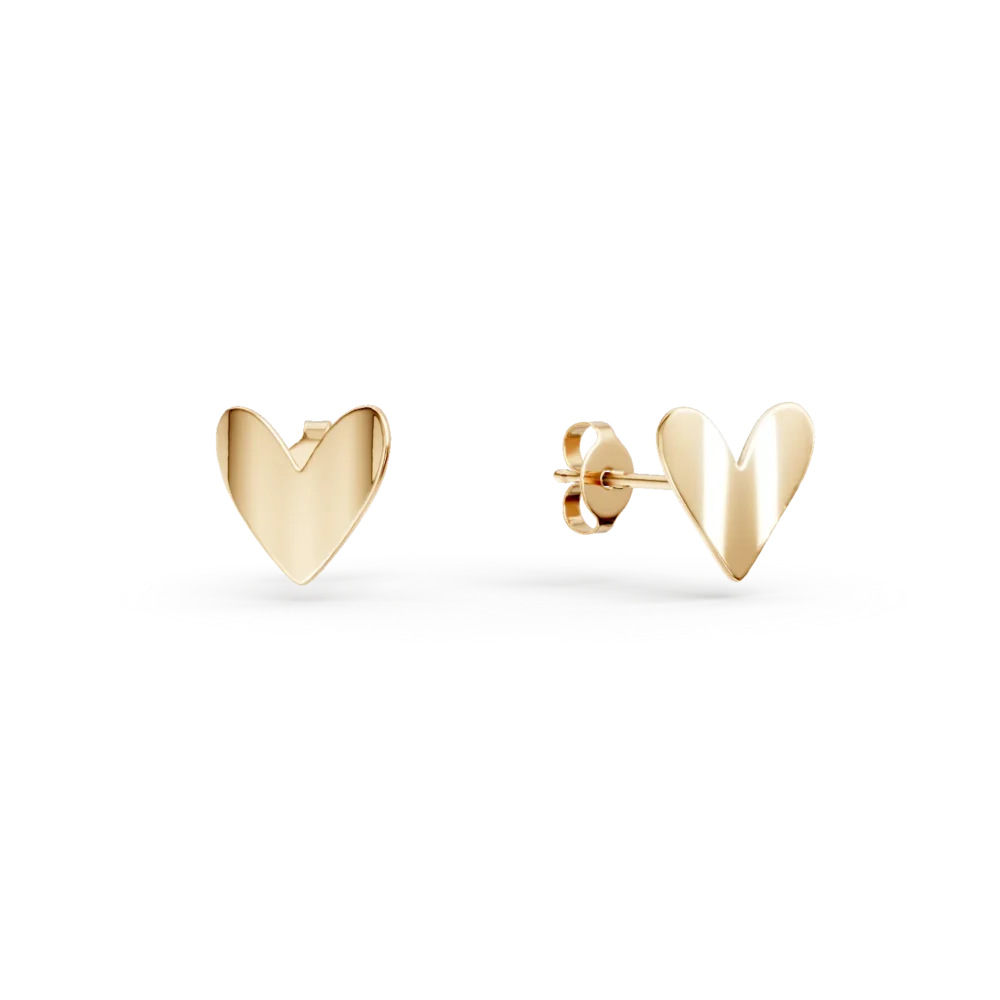 Cercei inimi din aur galben