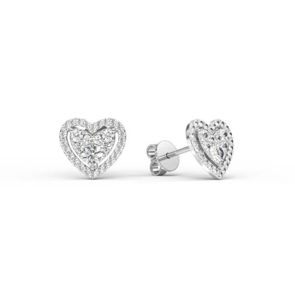 Cercei inimioare din aur alb cu diamante de 0.5ct