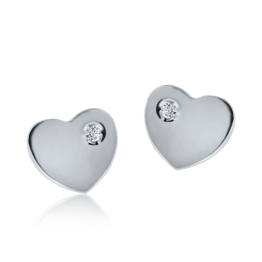 Cercei inimioare din aur alb pentru copii - imagine 2