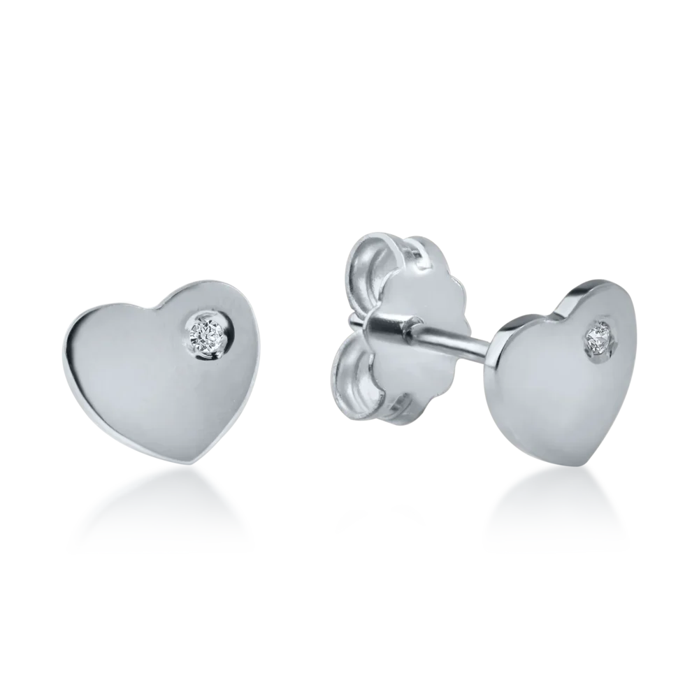 Cercei inimioare din aur alb pentru copii