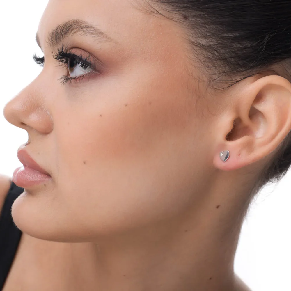 Cercei inimioare din aur alb pentru copii - imagine 3