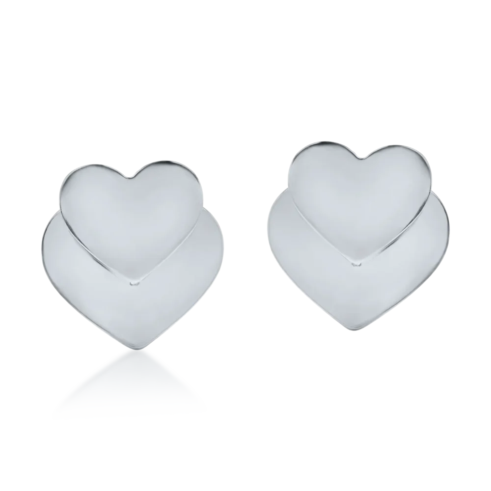 Cercei inimioare din aur alb - imagine 2