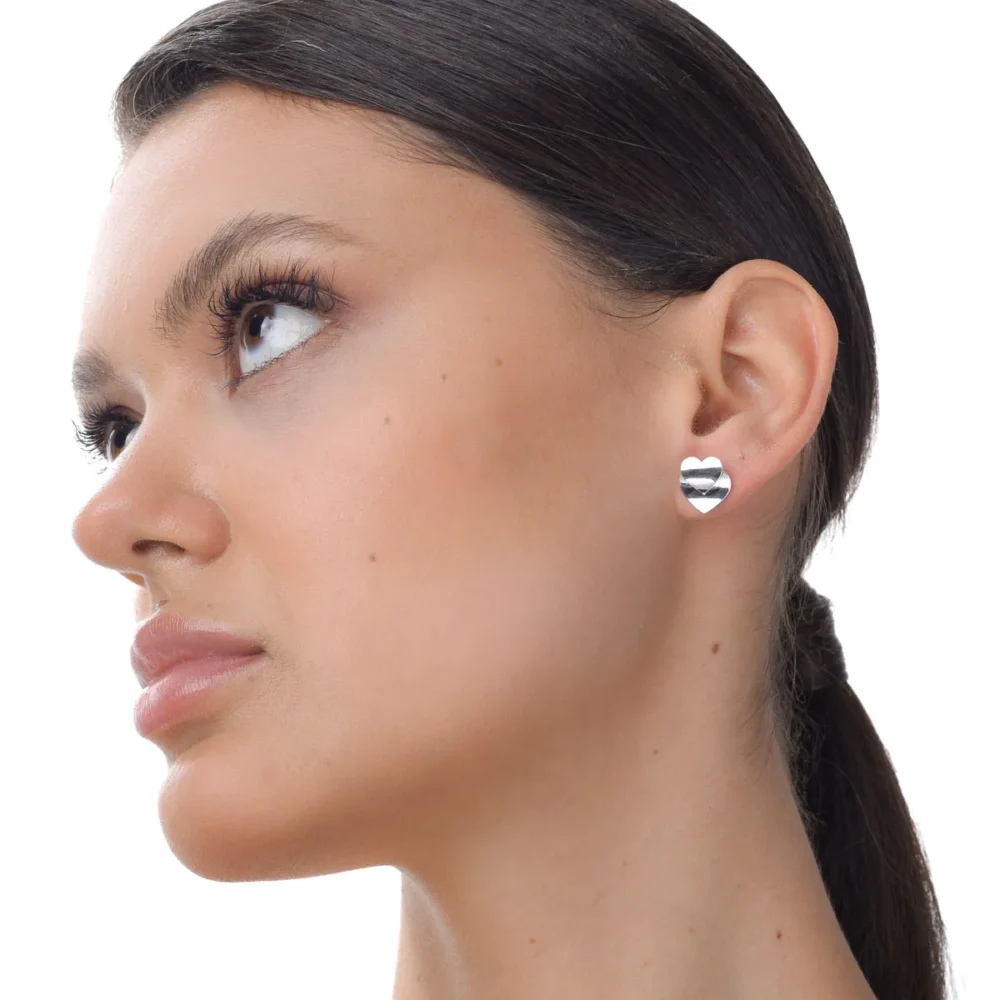 Cercei inimioare din aur alb - imagine 3