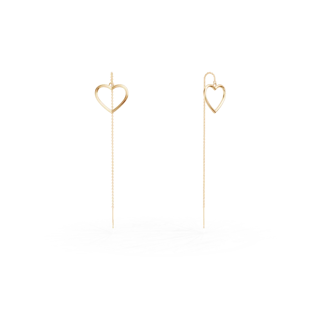 Cercei inimioare din aur galben