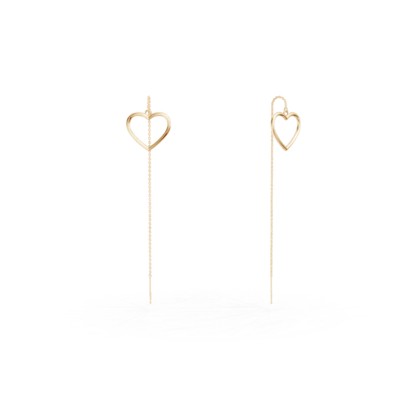 Cercei inimioare din aur galben