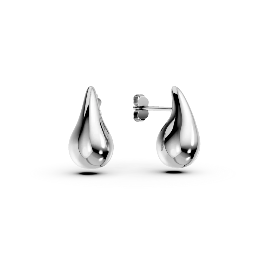 Cercei lacrima din aur alb