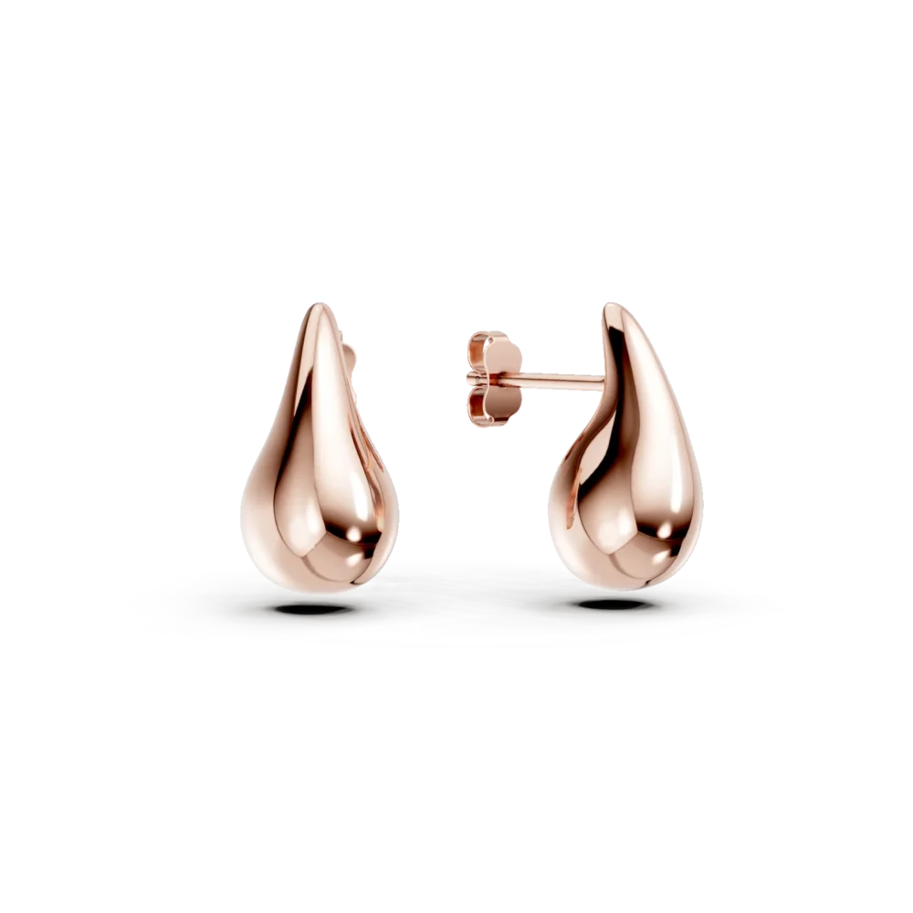 Cercei lacrima din aur roz