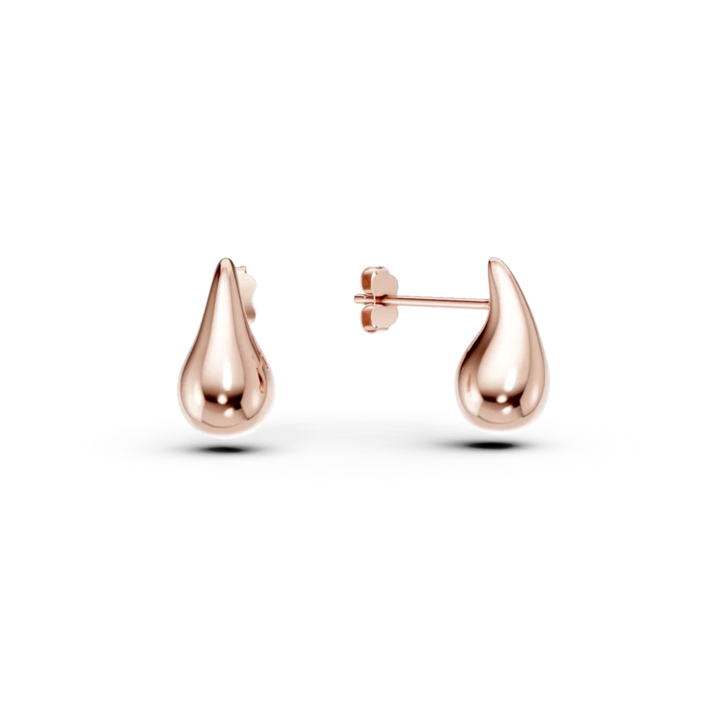 Cercei lacrima din aur roz