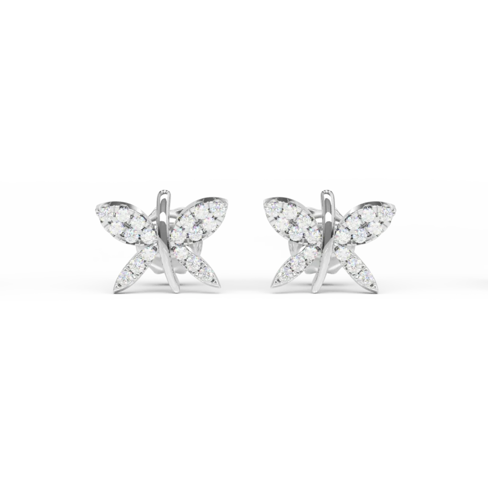 Cercei libelula din aur alb cu diamante de 0.24ct - imagine 2